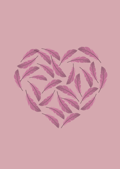 Un coeur en plumes pour un faire-part de mariage